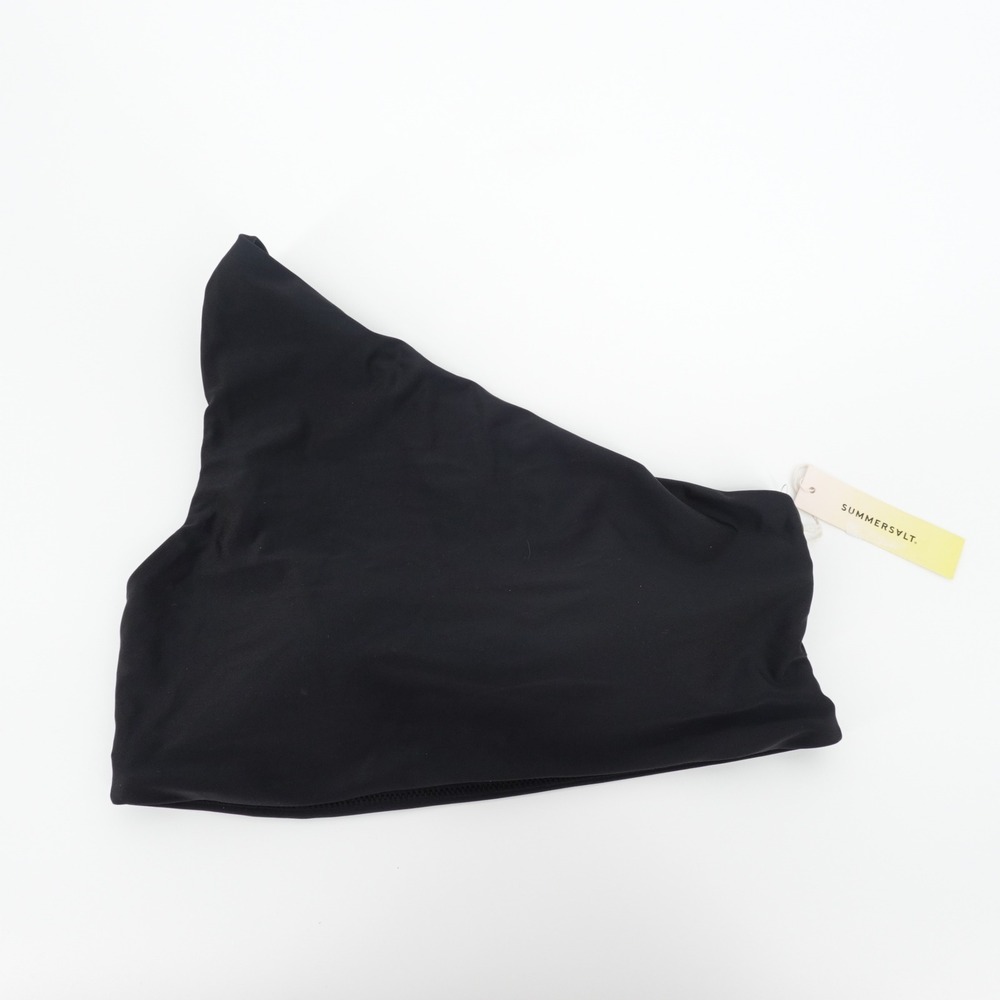 Summersalt Womens The Ruched Sidestroke Bikini Top Black One Shoulder Size 8 NEW